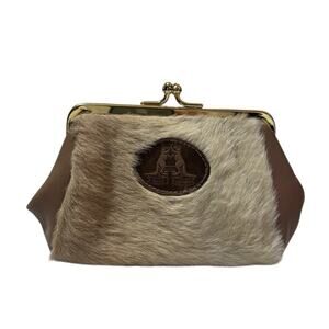 VTG Australian AUSSIE BUSH Leather Coin Wallet Gold Clasp 4" Brown Cottage Boho